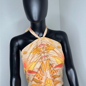 Rose & Olive Smocked Top with Floral Design